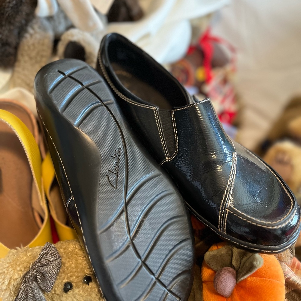 Clarks Black Slip-On Loafers